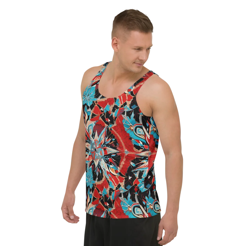 Scarlet Bloom Circuit on Men's Tank Top — Left Front