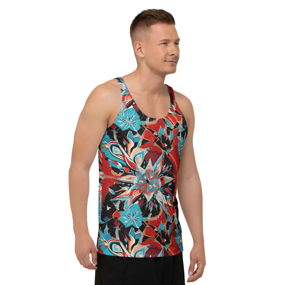 Scarlet Bloom Circuit on Men's Tank Top — Right Front