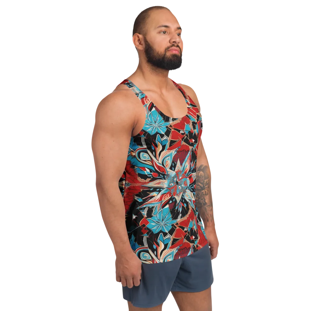 Scarlet Bloom Circuit on Men's Tank Top — Right Front