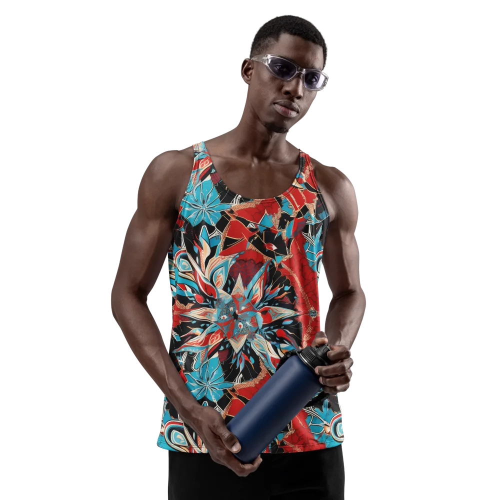 Scarlet Bloom Circuit on Men's Tank Top — Front