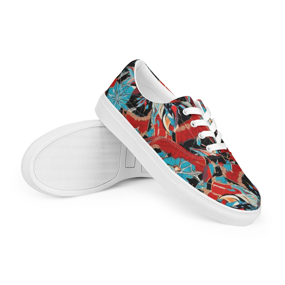 Scarlet Bloom Circuit on Men's Lace-Up Canvas Shoes — Right Front