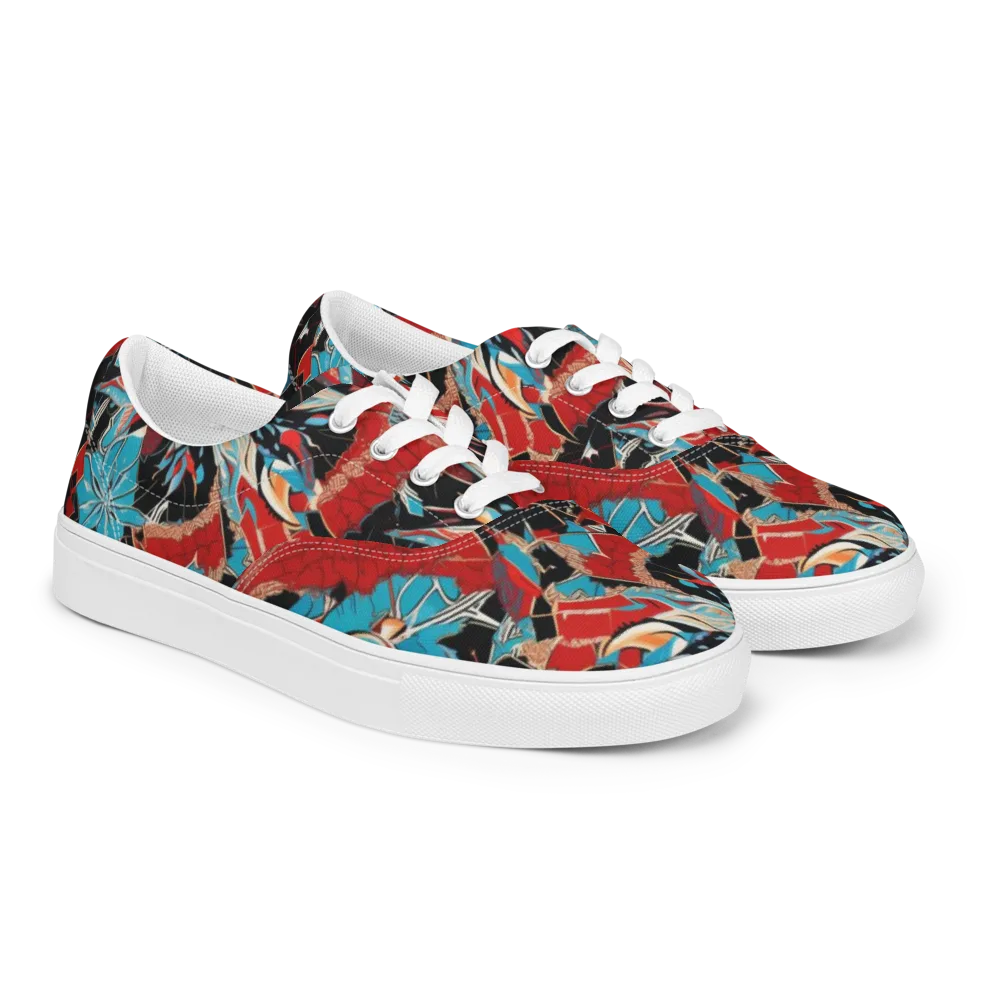 Scarlet Bloom Circuit on Men's Lace-Up Canvas Shoes — Right Front
