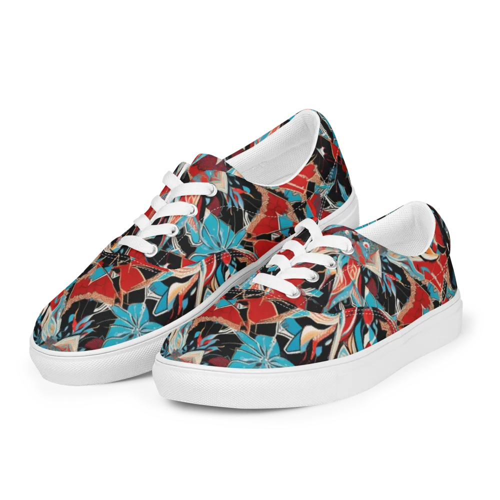 Scarlet Bloom Circuit on Men's Lace-Up Canvas Shoes — Left Front