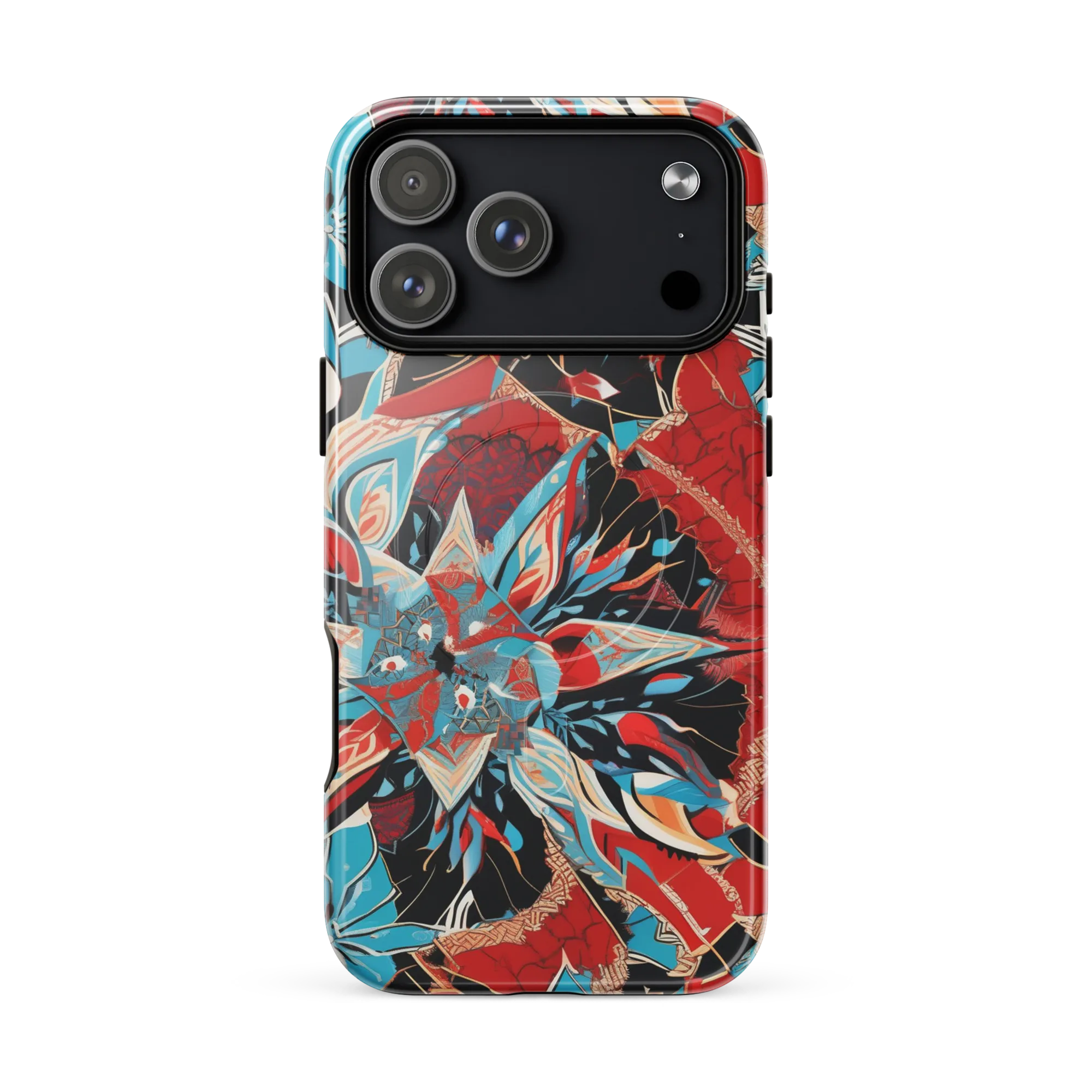 Scarlet Bloom Circuit on MagSafe Tough Case for iPhone® — Front