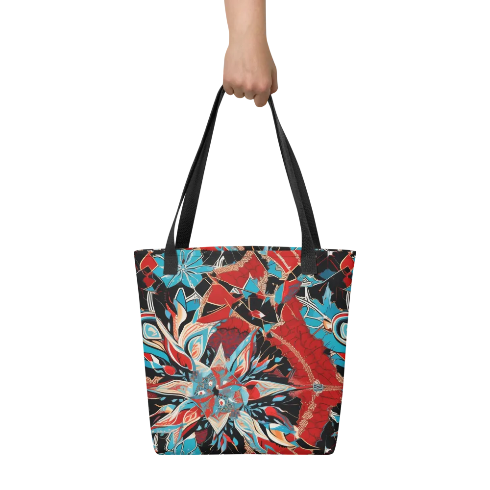 Scarlet Bloom Circuit on Tote Bag — Front