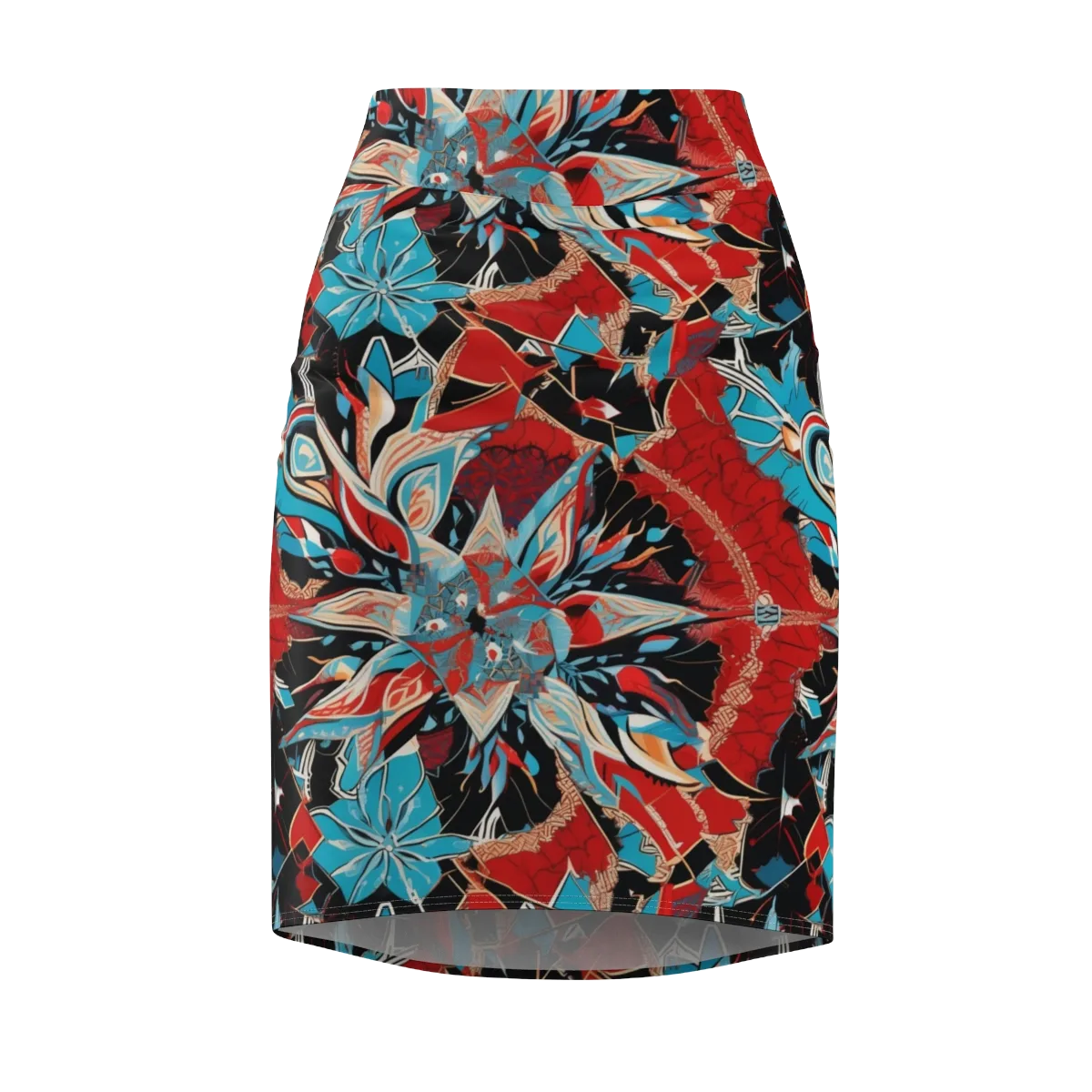 Scarlet Bloom Circuit on Pencil Skirt — Front