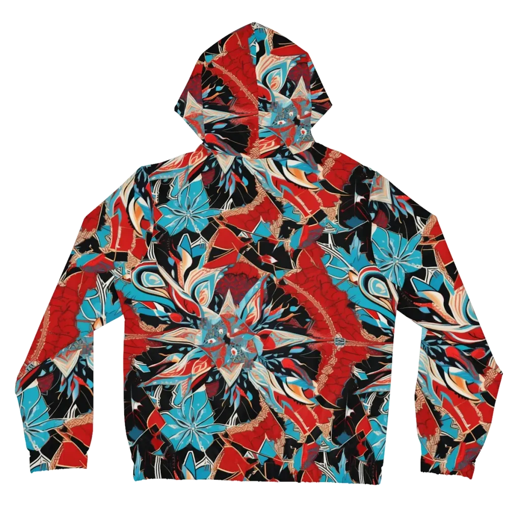 Scarlet Bloom Circuit on Women's Full-Zip Hoodie — Back