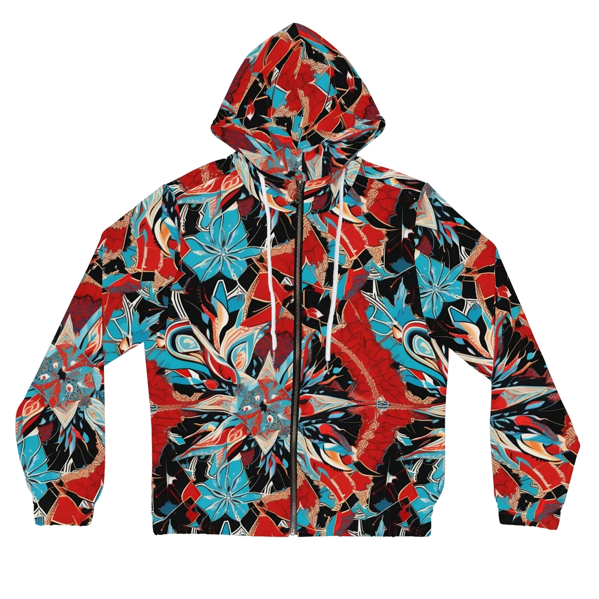 Scarlet Bloom Circuit on Women's Full-Zip Hoodie — Front