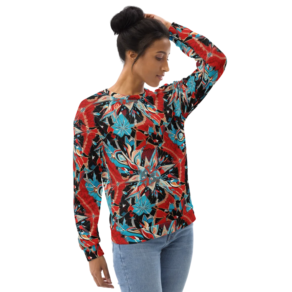 Scarlet Bloom Circuit on Sweatshirt — Right Front