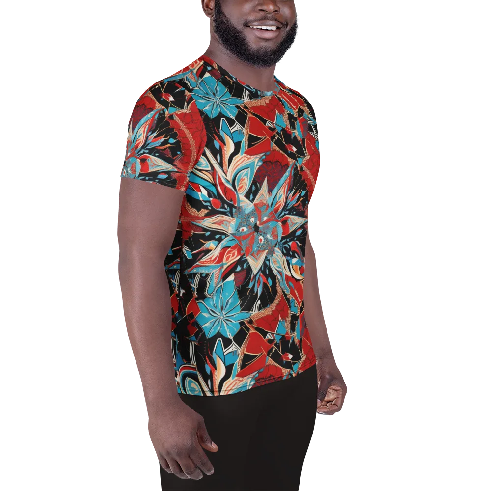 Scarlet Bloom Circuit on Men's Athletic T-Shirt — Right