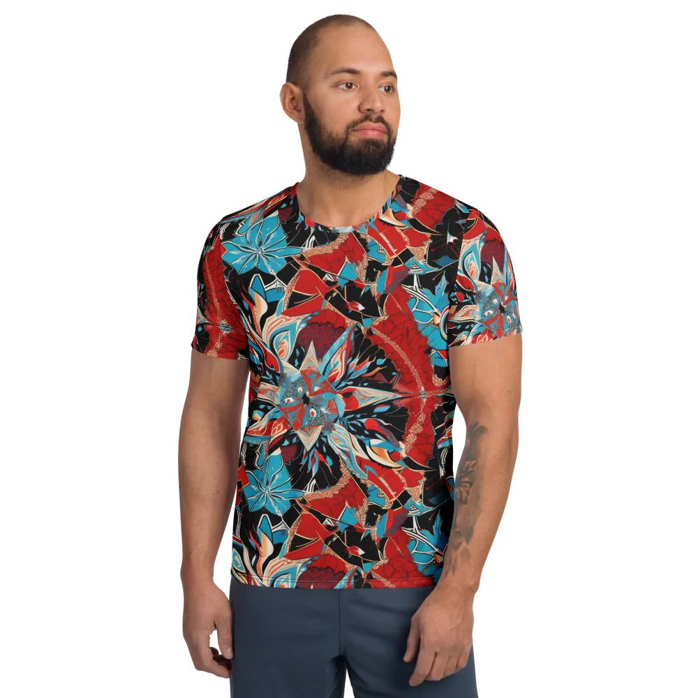 Scarlet Bloom Circuit on Men's Athletic T-Shirt — Front