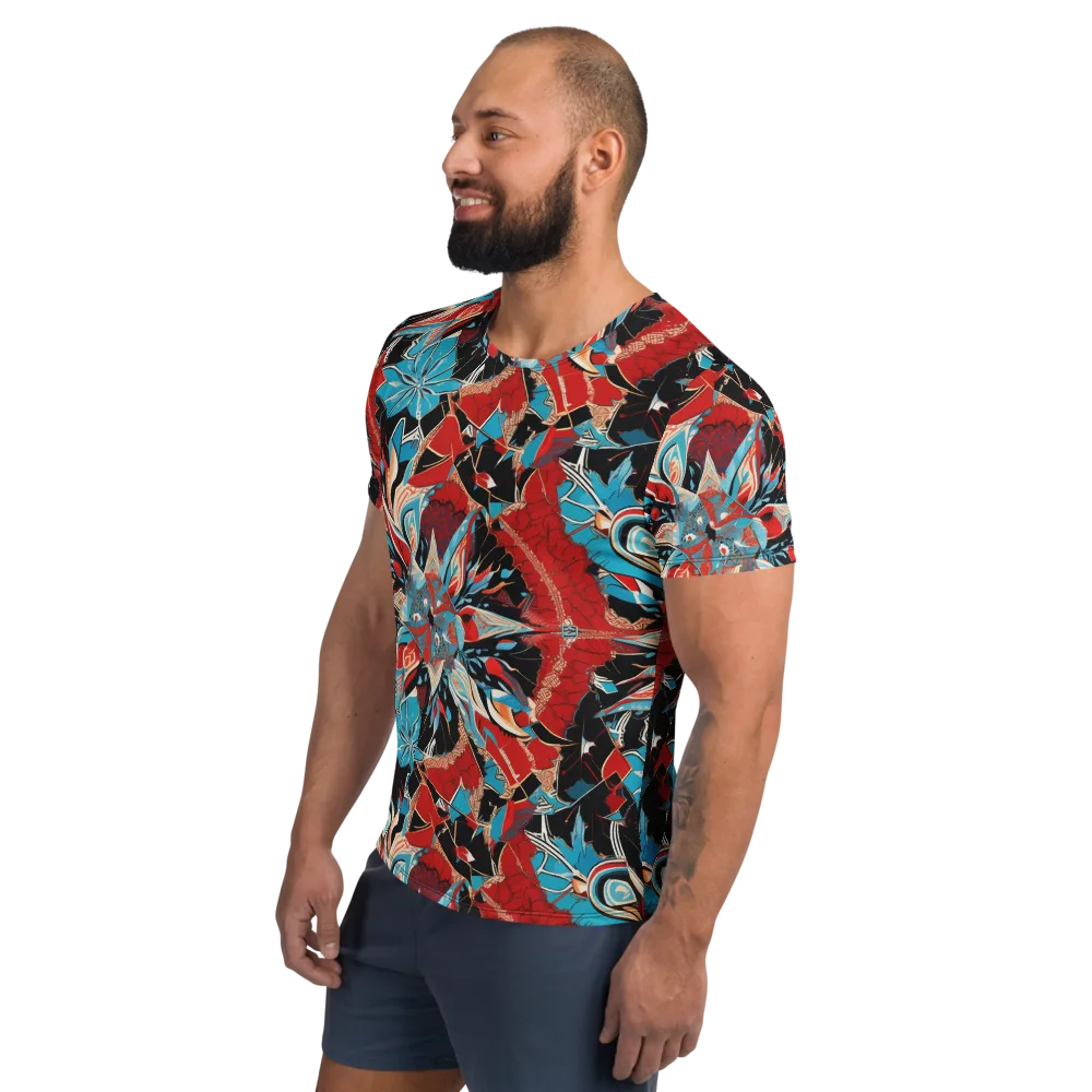 Scarlet Bloom Circuit on Men's Athletic T-Shirt — Left