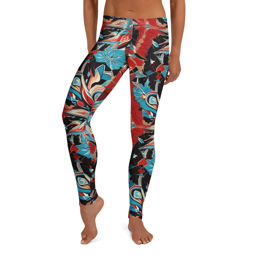 Scarlet Bloom Circuit on Leggings — Front