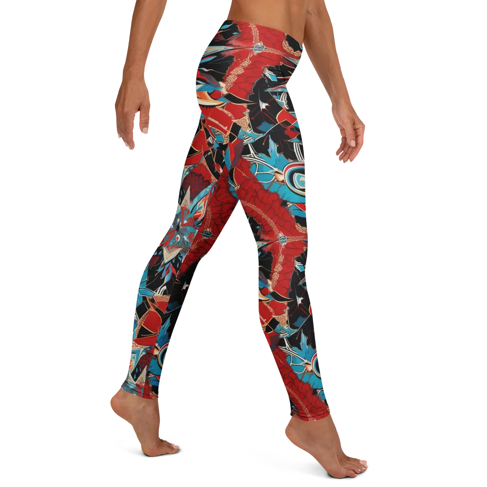 Scarlet Bloom Circuit on Leggings — Right