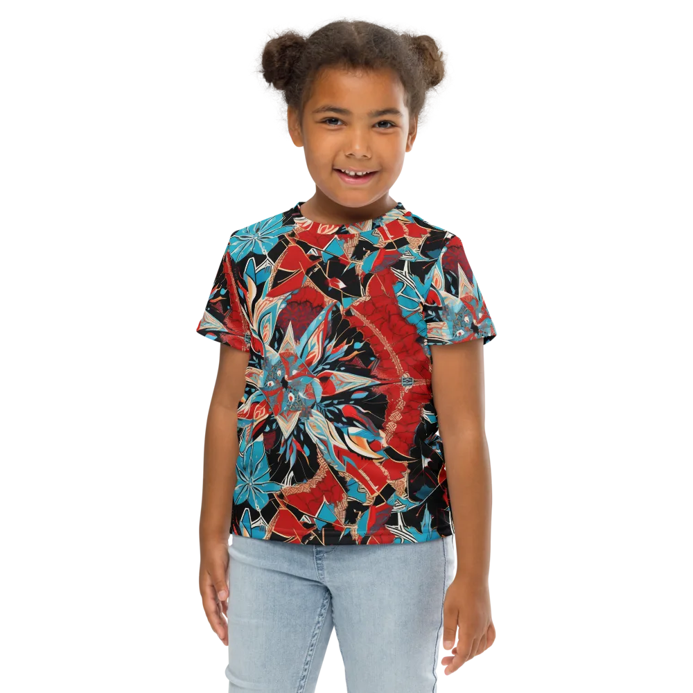 Scarlet Bloom Circuit on Kids Crew Neck T-Shirt — Front