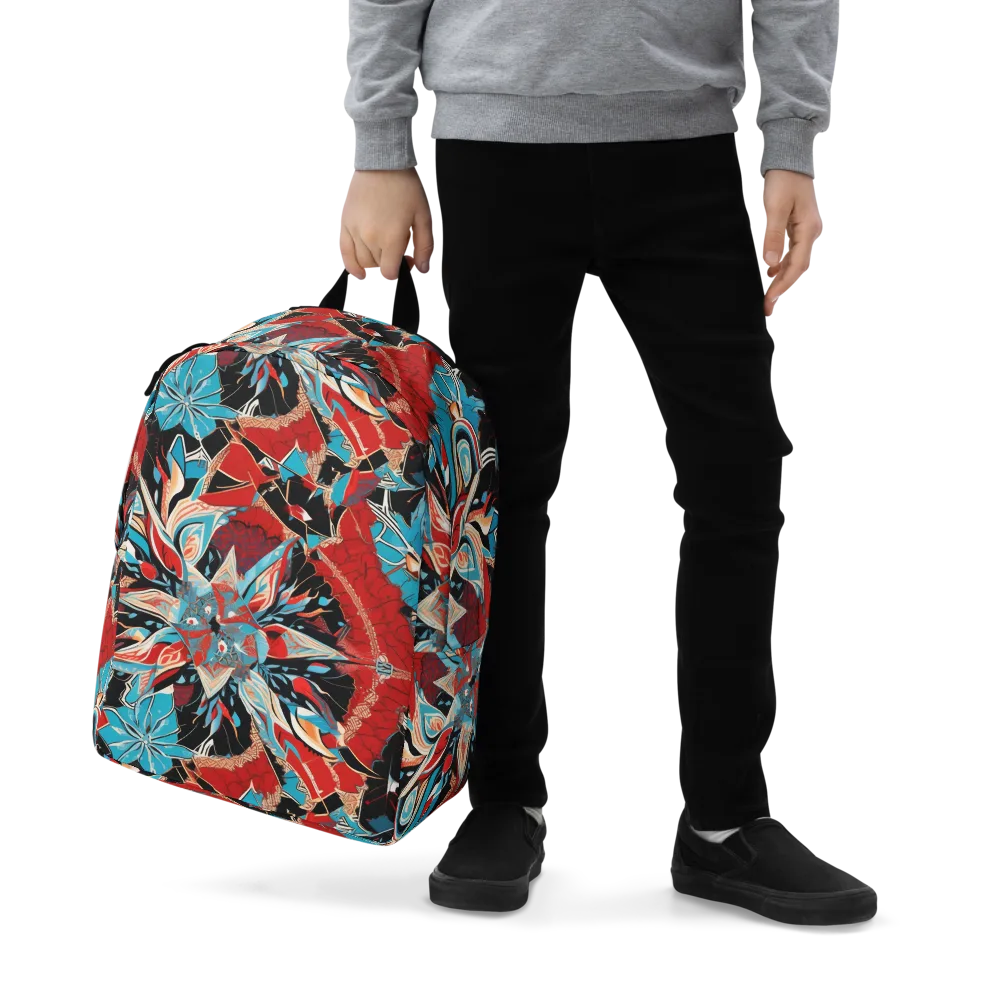 Scarlet Bloom Circuit on Minimalist Backpack — Zoomed-in