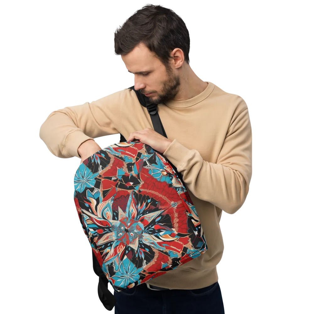Scarlet Bloom Circuit on Minimalist Backpack — Front