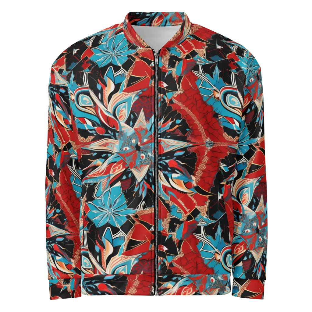 Scarlet Bloom Circuit on Bomber Jacket — Front