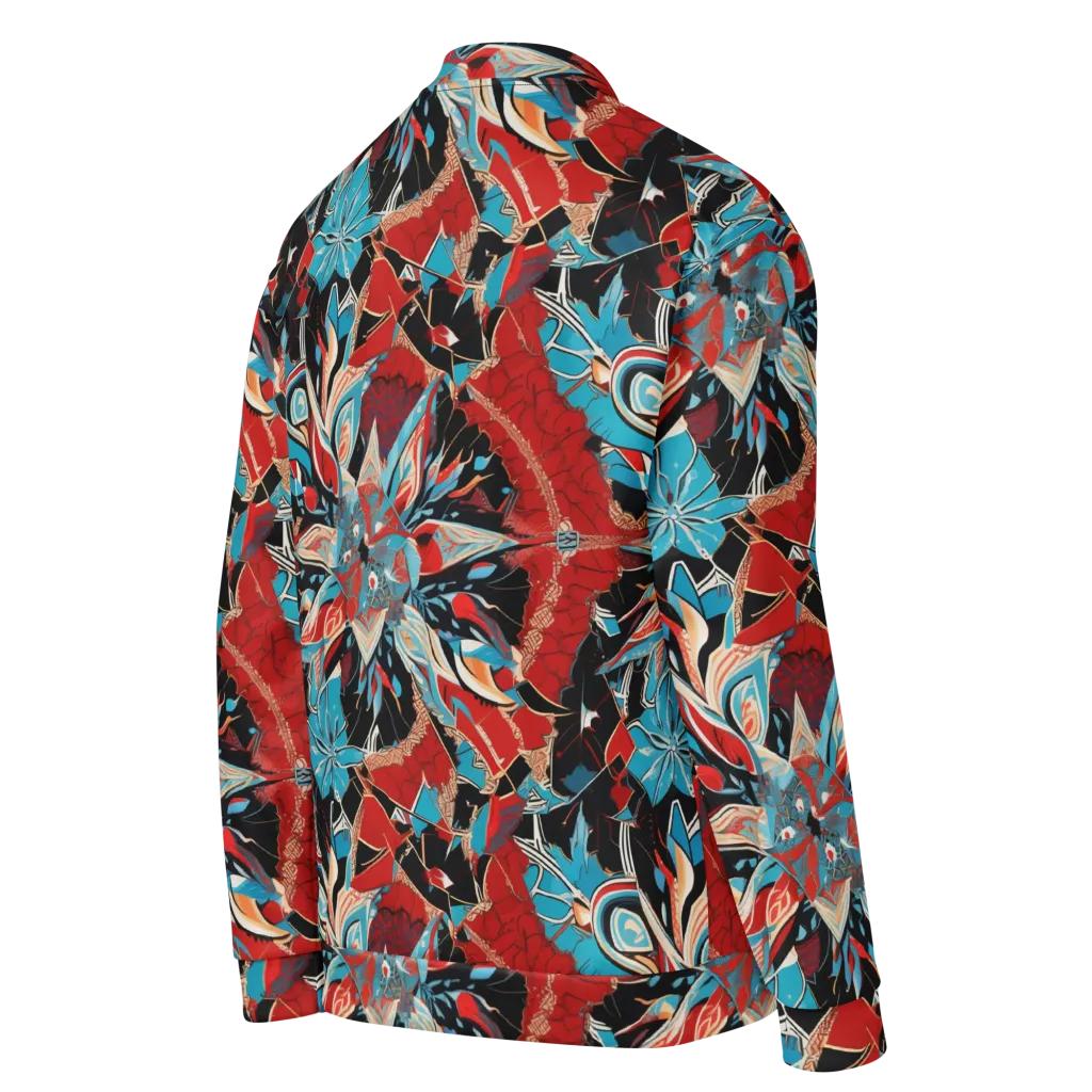 Scarlet Bloom Circuit on Bomber Jacket — Right Back