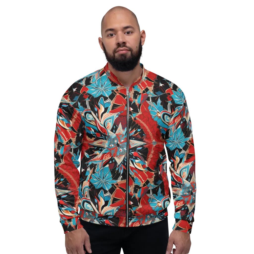 Scarlet Bloom Circuit on Bomber Jacket — Front