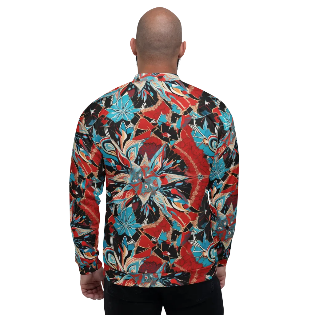 Scarlet Bloom Circuit on Bomber Jacket — Back