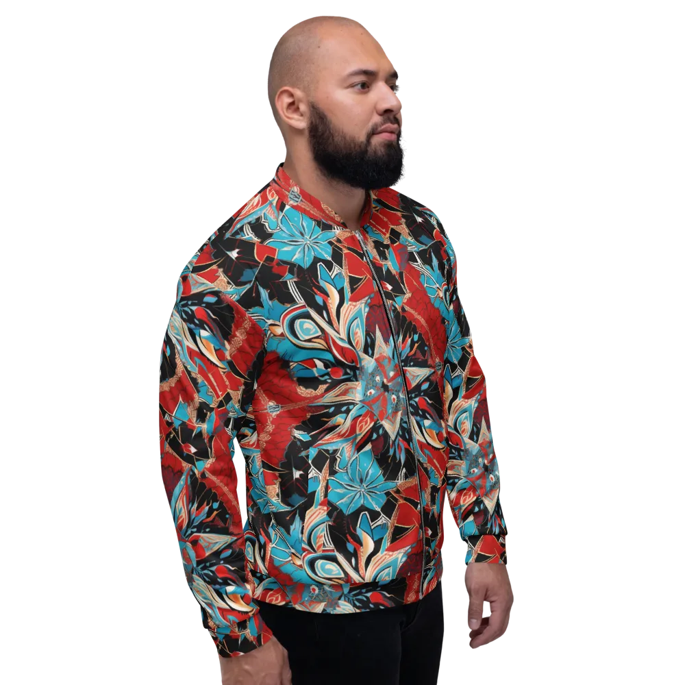 Scarlet Bloom Circuit on Bomber Jacket — Right