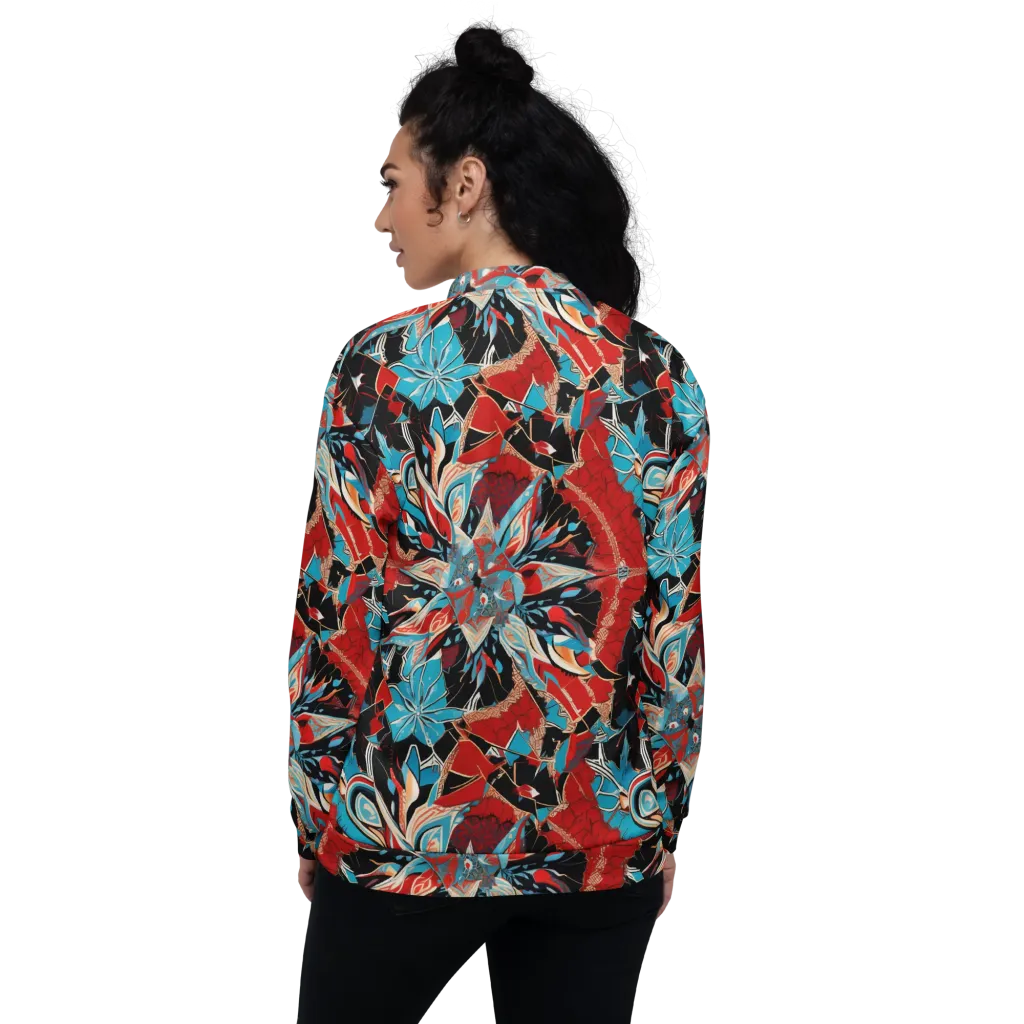 Scarlet Bloom Circuit on Bomber Jacket — Back
