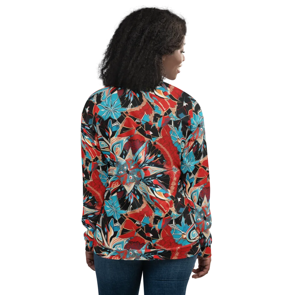 Scarlet Bloom Circuit on Bomber Jacket — Back
