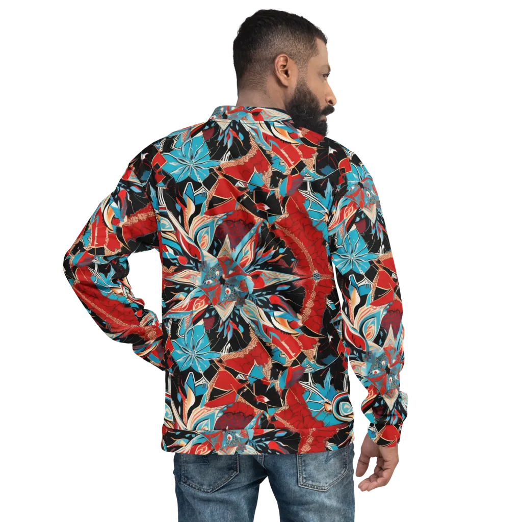 Scarlet Bloom Circuit on Bomber Jacket — Back