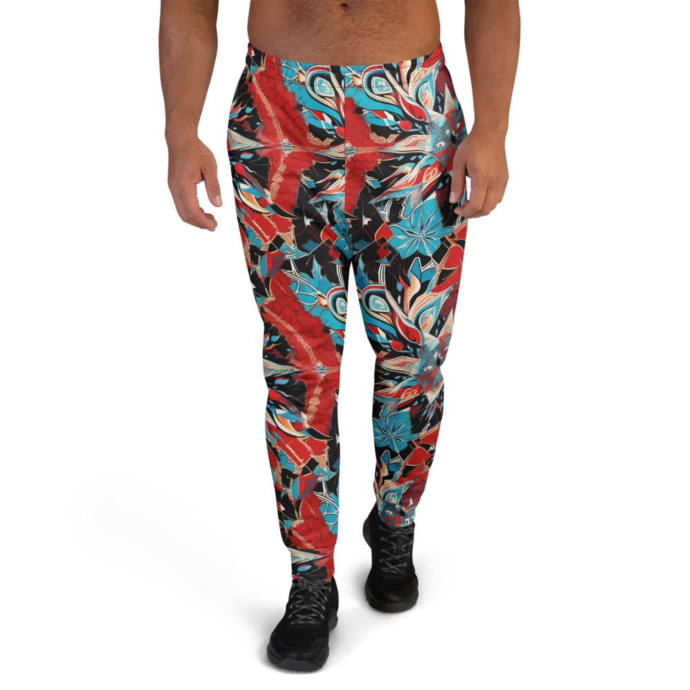 Scarlet Bloom Circuit on Men's Joggers — Front