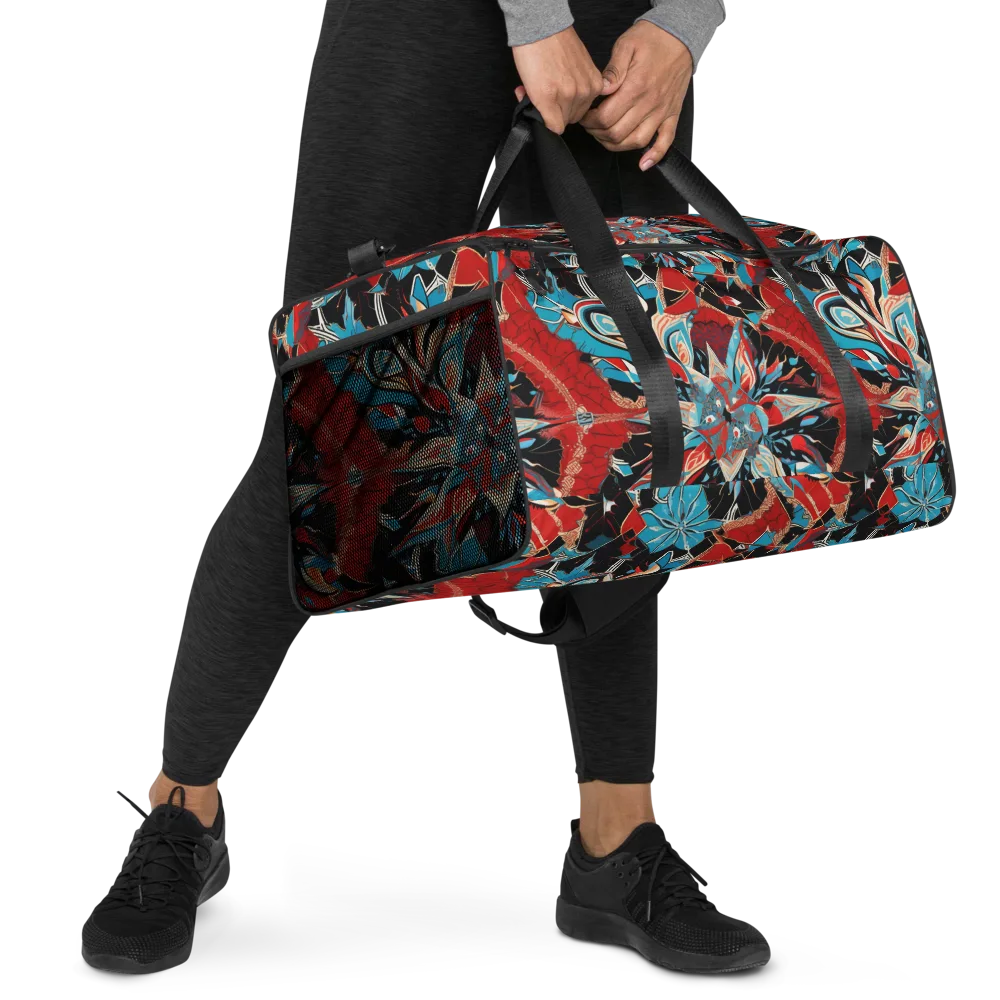 Scarlet Bloom Circuit on Duffle Bag — Right Front