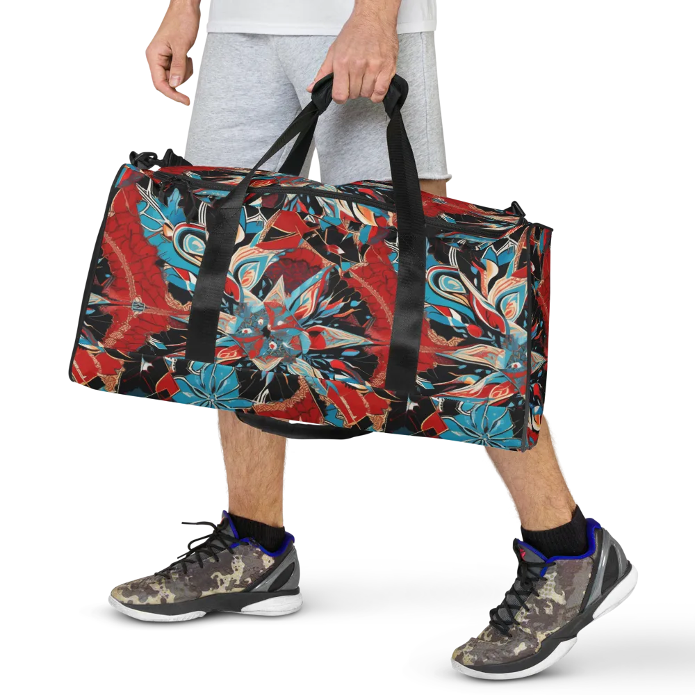 Scarlet Bloom Circuit on Duffle Bag — Front