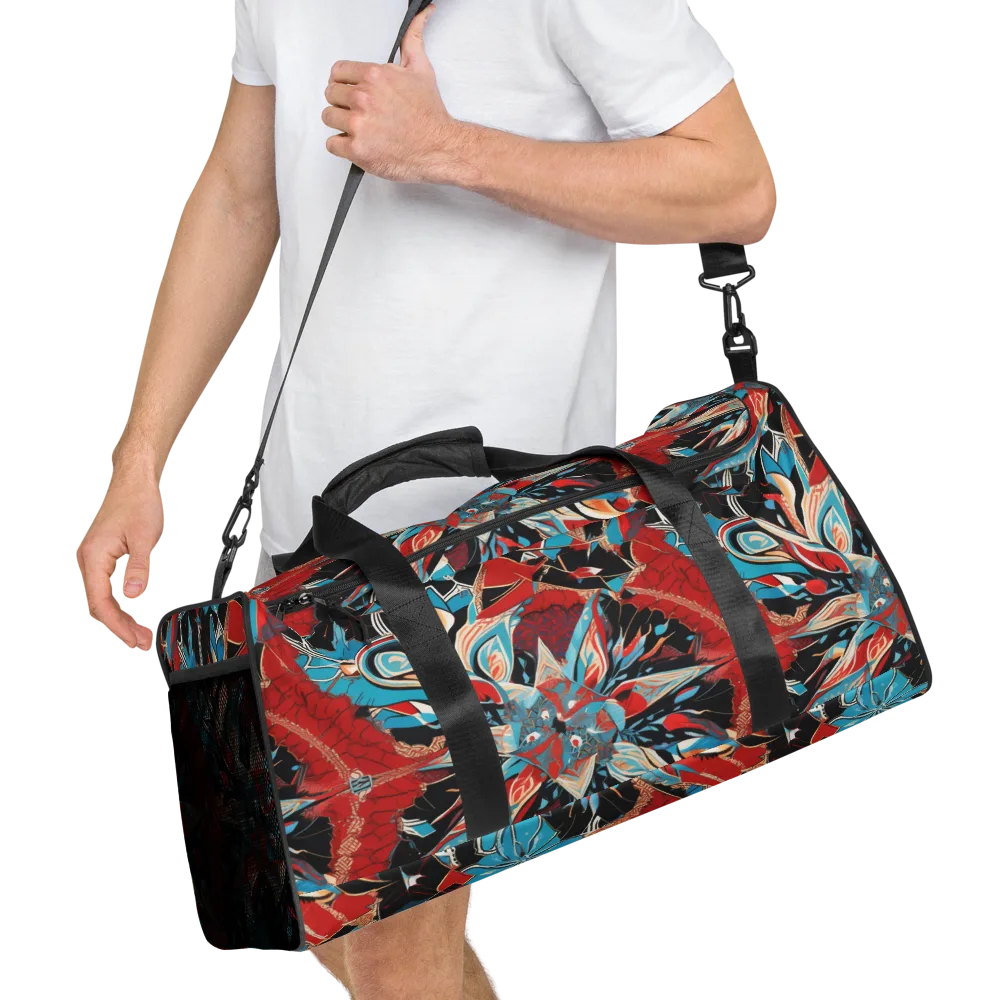 Scarlet Bloom Circuit on Duffle Bag — Right Front