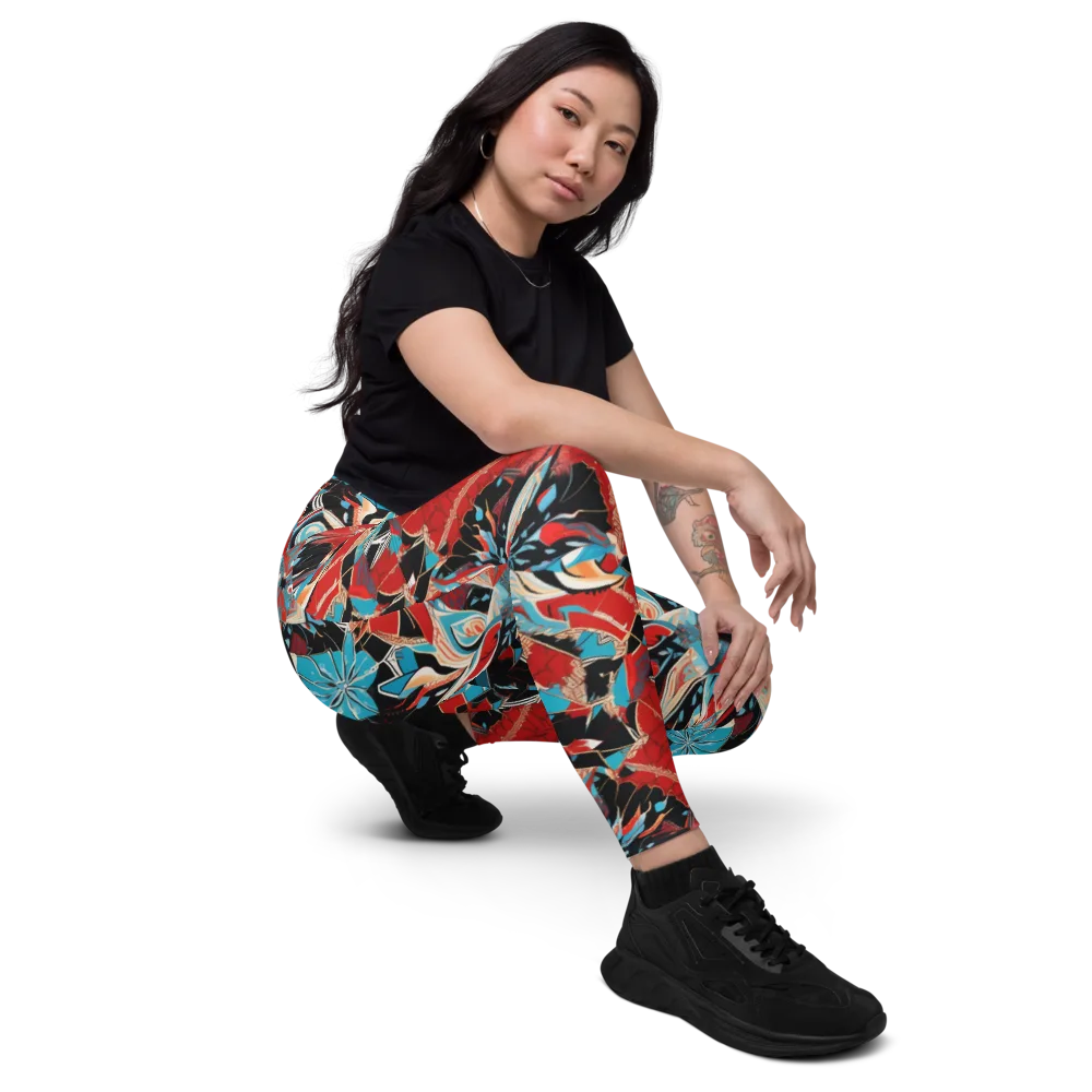 Scarlet Bloom Circuit on Leggings with Pockets — Right Front