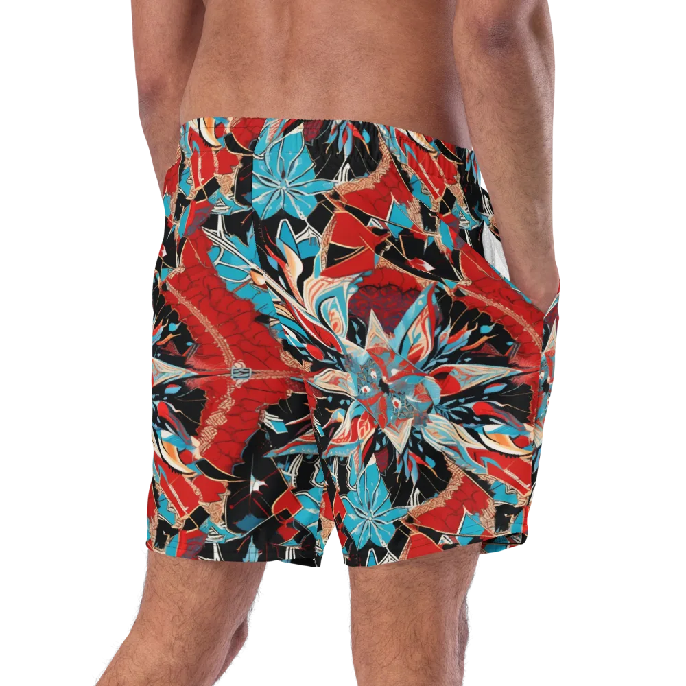 Scarlet Bloom Circuit on Swim Trunks — Right Back