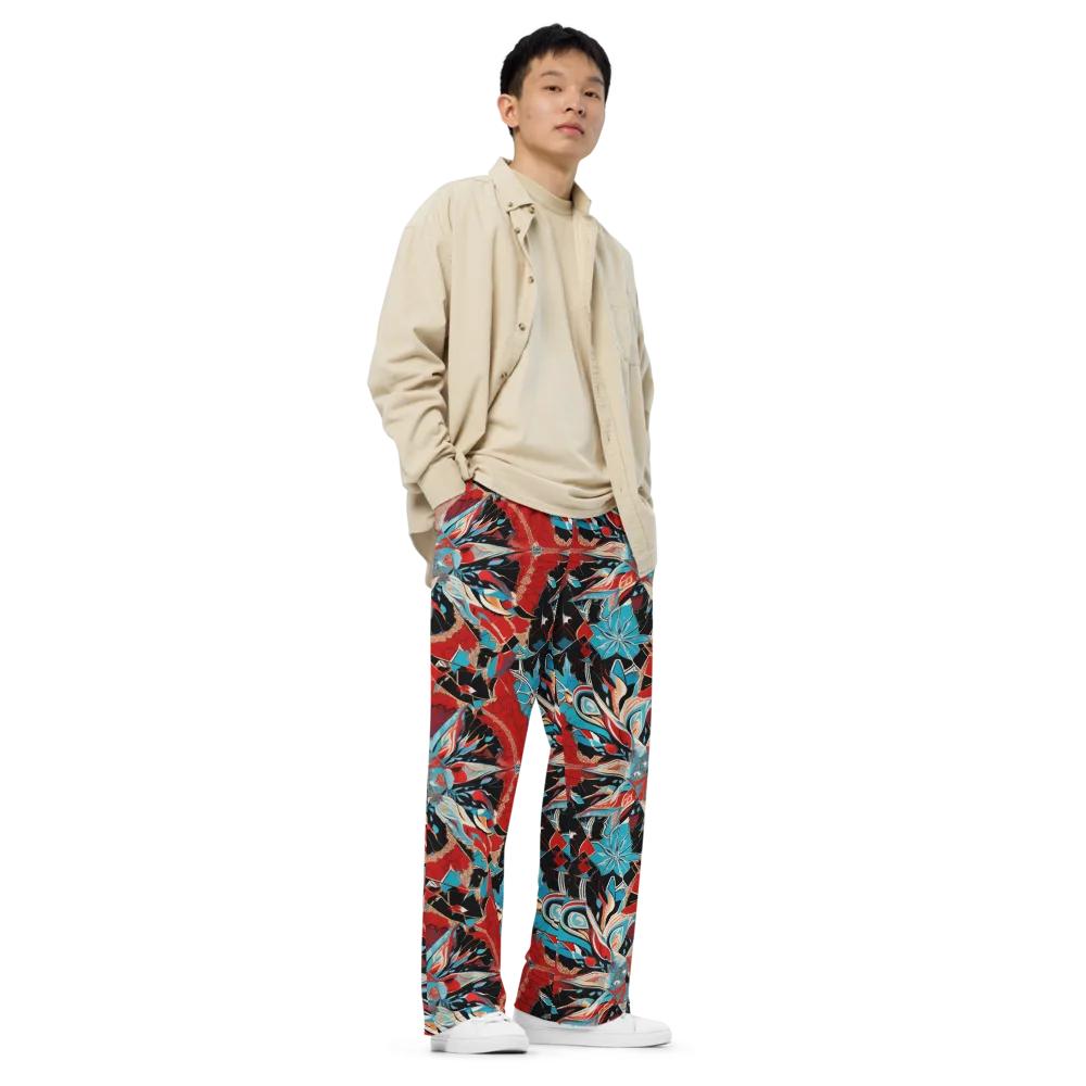 Scarlet Bloom Circuit on Wide-Leg Pants — Right Front