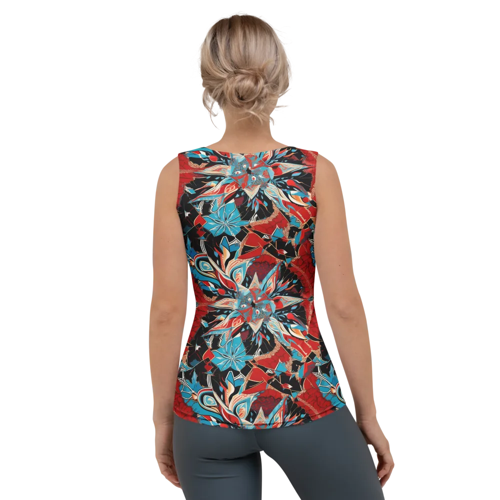 Scarlet Bloom Circuit on Women's Tank Top — Back