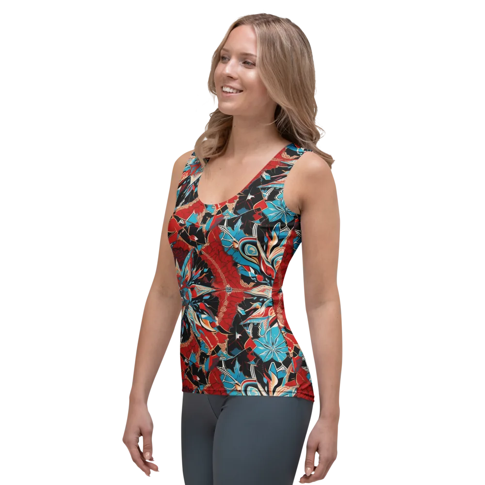 Scarlet Bloom Circuit on Women's Tank Top — Left Front