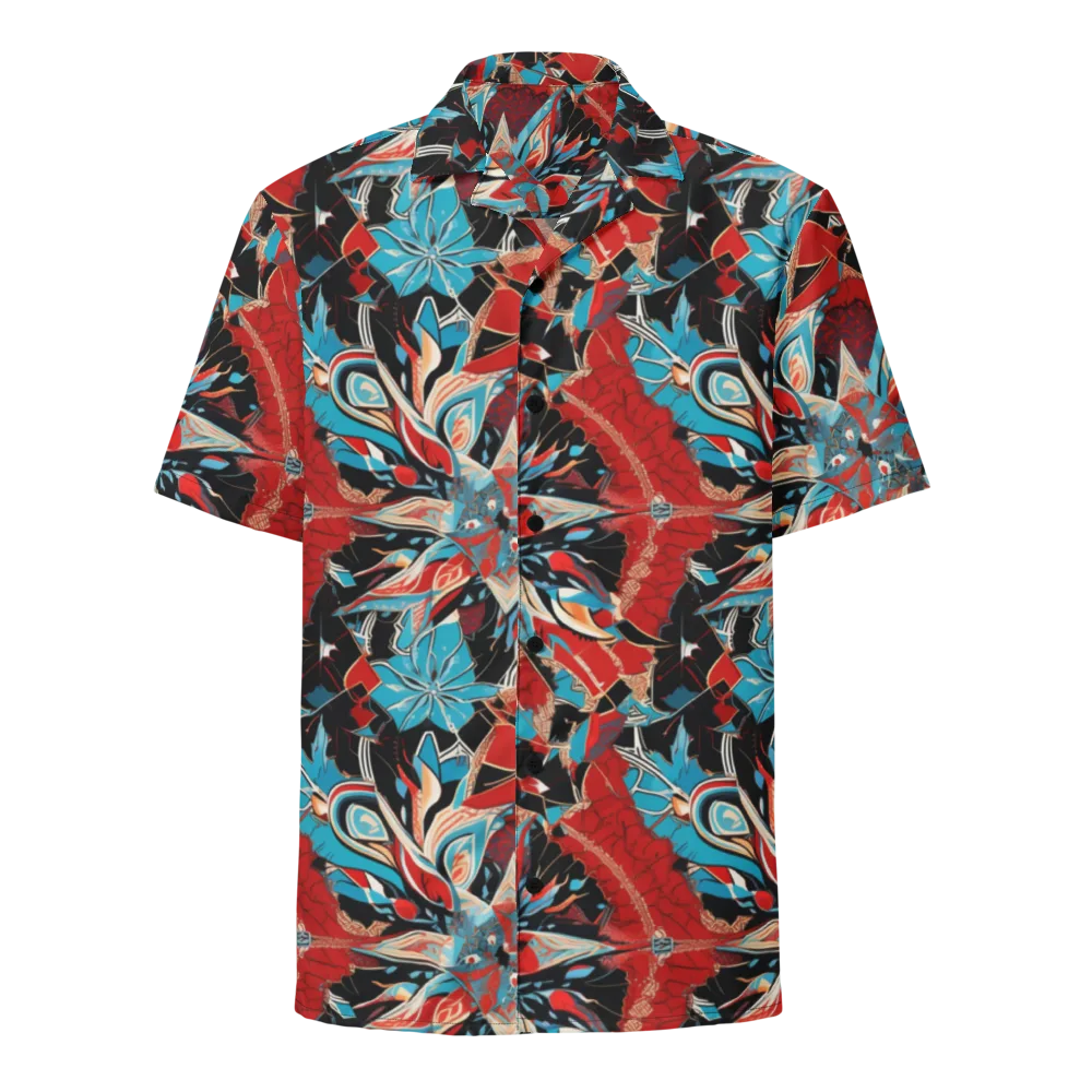 Scarlet Bloom Circuit on Button Shirt — Front