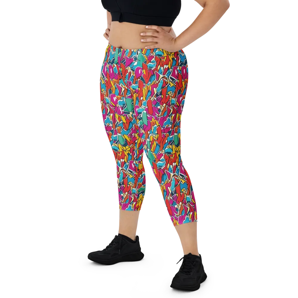 Neon Shardfield on Capri Leggings — Front