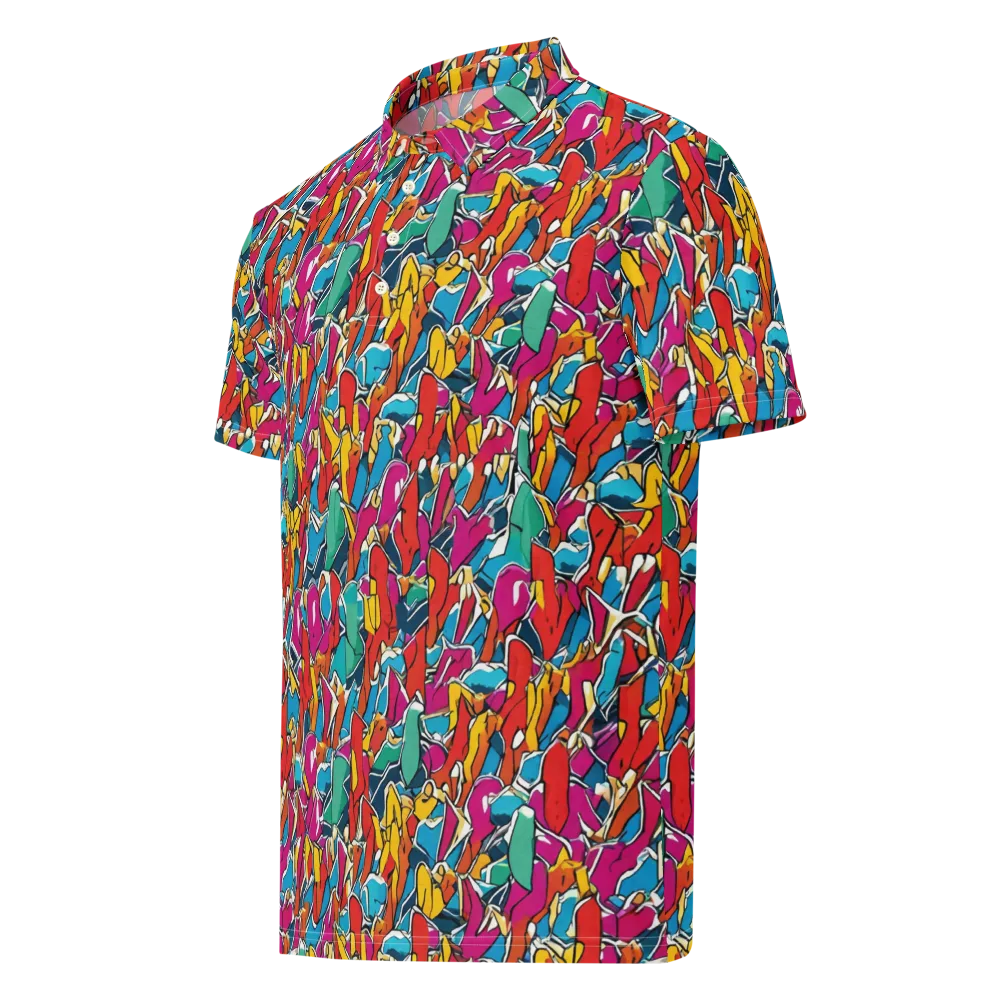 Neon Shardfield on Men's Slim Fit Polo Shirt — Left Front