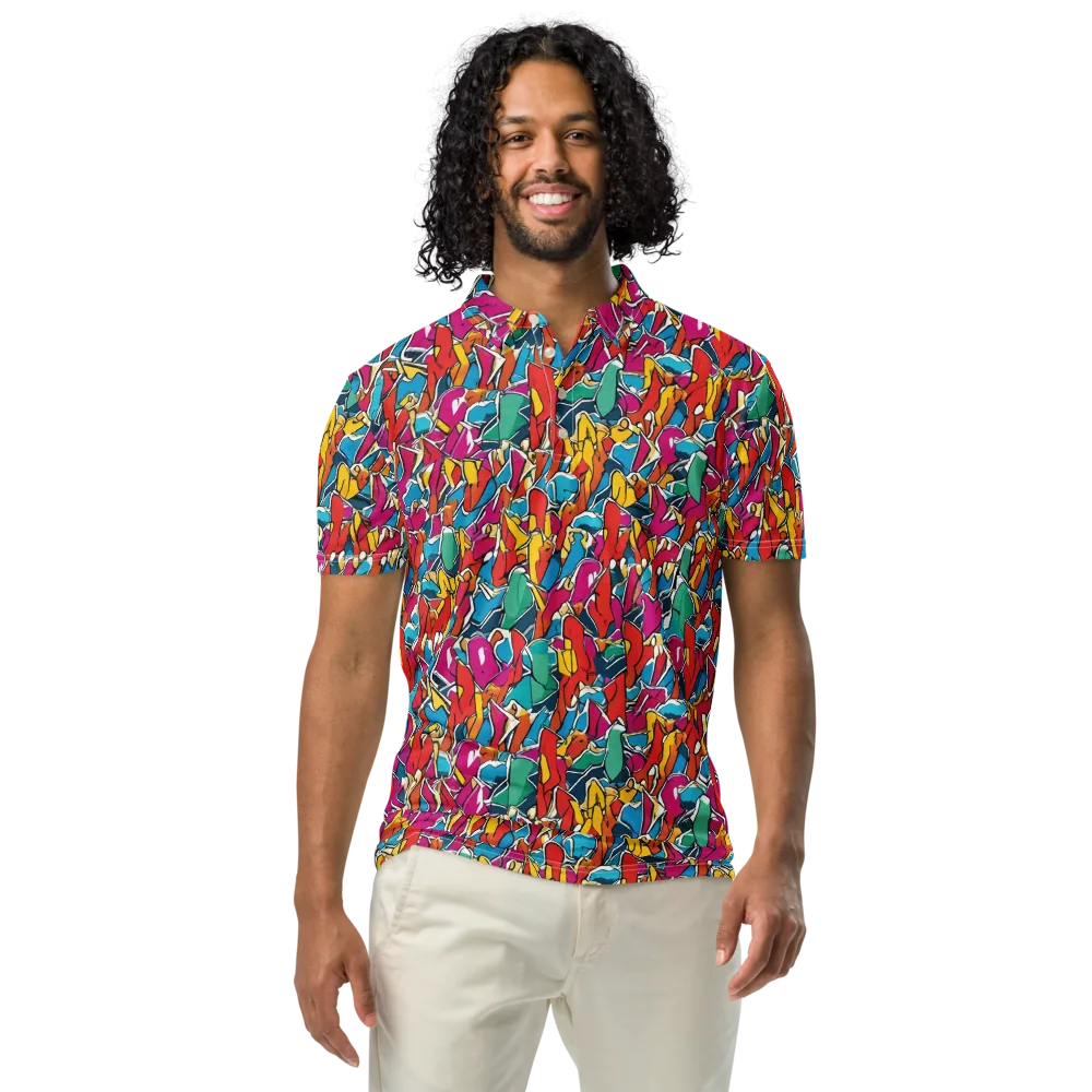 Neon Shardfield on Men's Slim Fit Polo Shirt — Front
