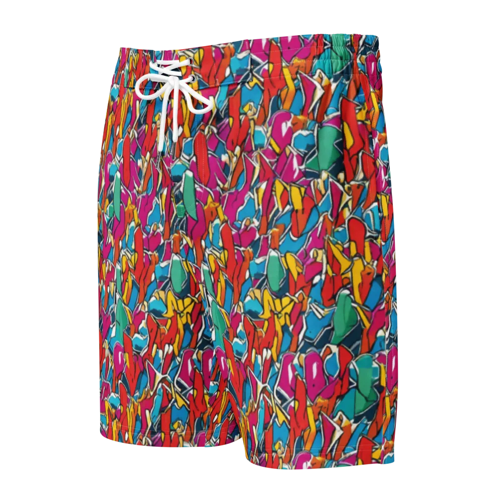 Neon Shardfield on Men's Board Shorts — Front
