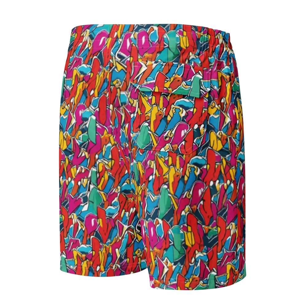 Neon Shardfield on Men's Board Shorts — Back