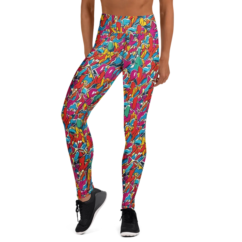 Neon Shardfield on Yoga Leggings — Front