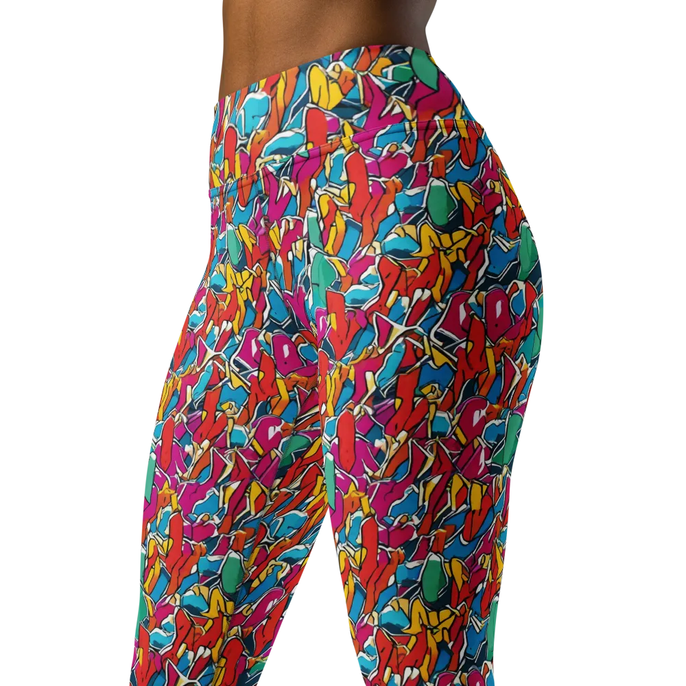 Neon Shardfield on Yoga Leggings — Left Front
