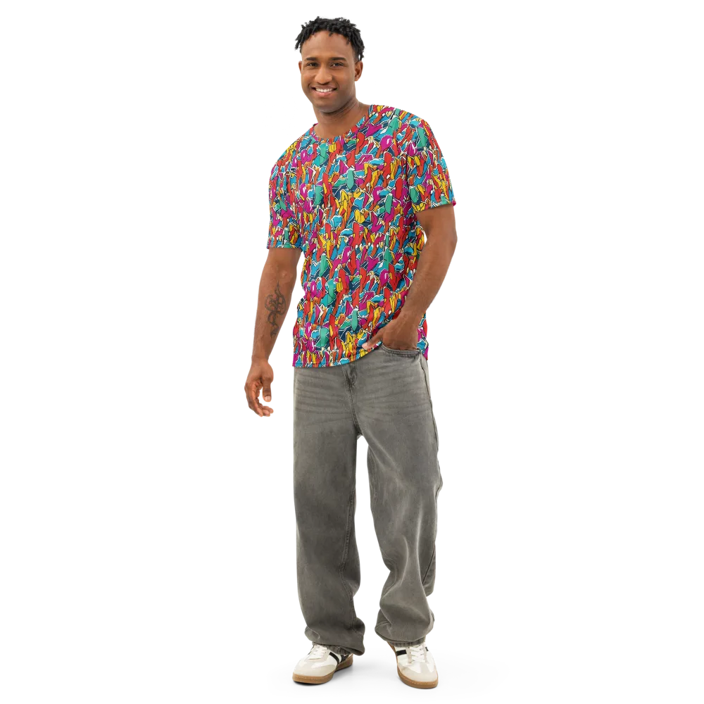 Neon Shardfield on Men's Cotton Crew Neck T-Shirt — Front