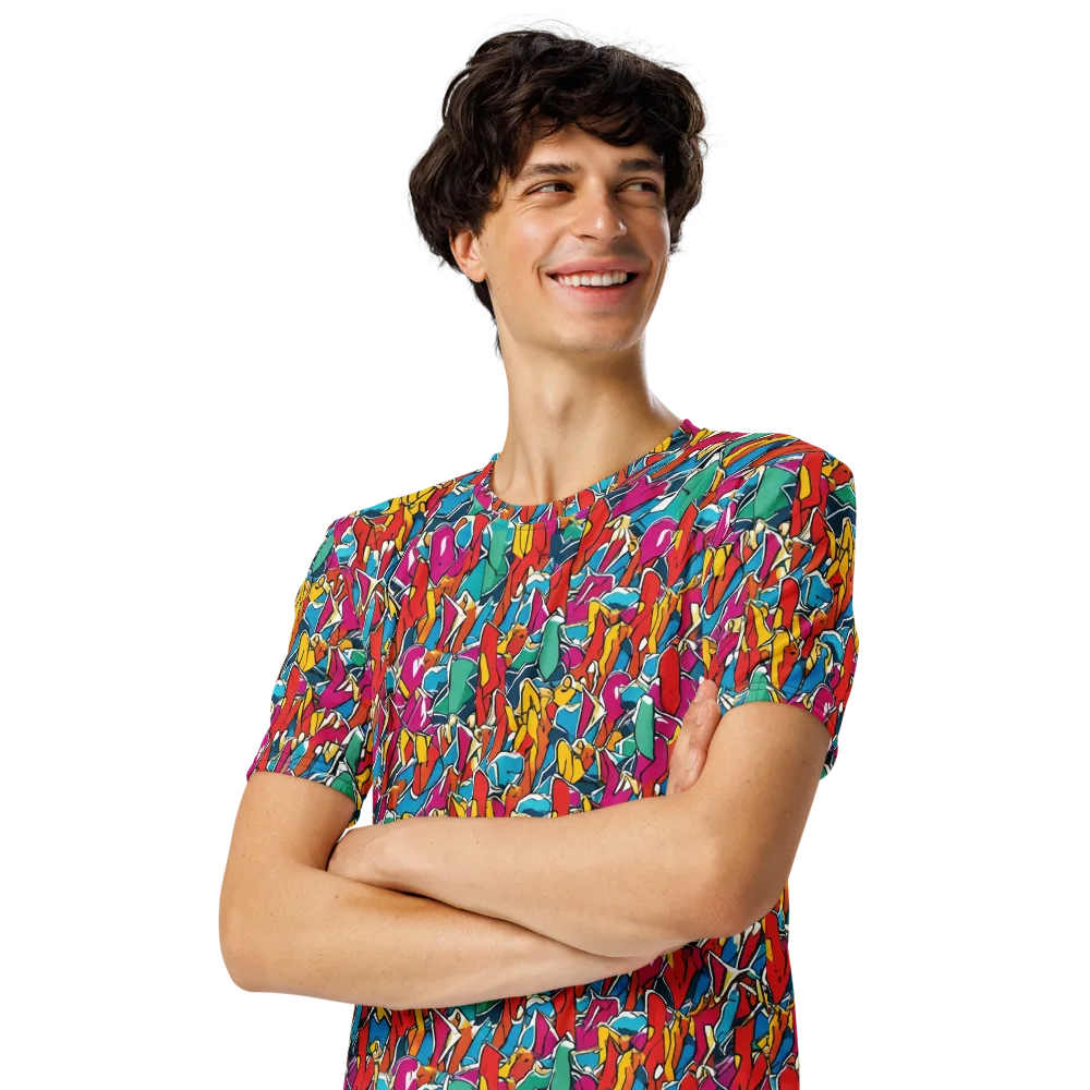 Neon Shardfield on Men's Crew Neck T-Shirt — Left Front