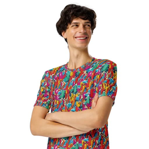 Neon Shardfield on a Men's Crew Neck T-Shirt