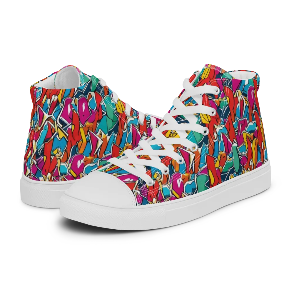 Neon Shardfield on Men's High Top Canvas Shoes — Left
